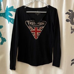 Lucky Brand Black Long Sleeve Triumph Logo Tee